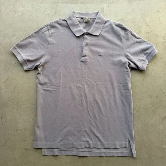 VTG 90s Nike Gray Tag Logo Casual Swoosh Polo Shirt Sz Large Golf Preppy