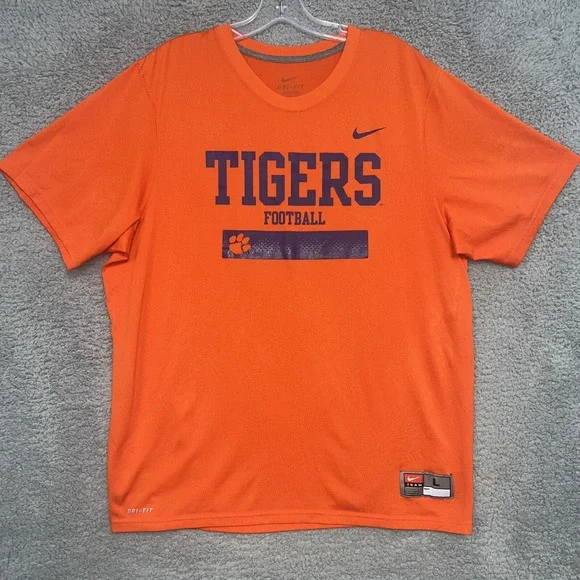 VTG‎ Nike Team Clemson Tigers T Shirt Men's Size L Orange Tee Football NCAA