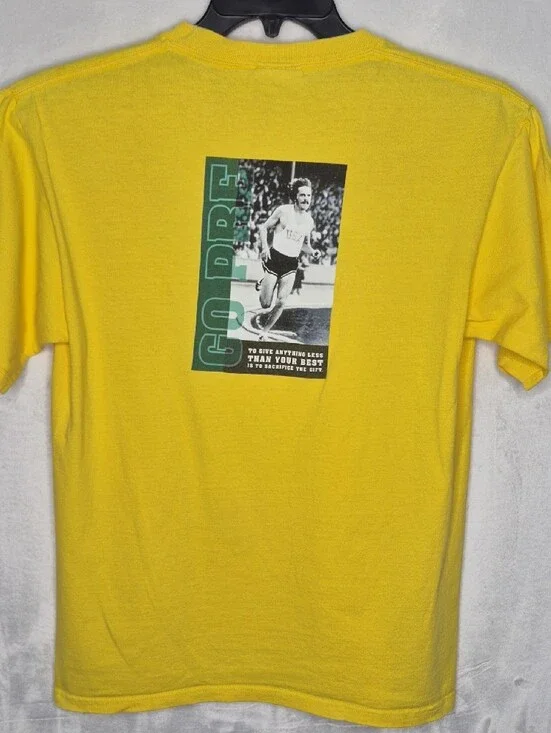 Nike Go Pre Steve Prefontaine Vintage Graphic T-Shirt Yellow Quote Small