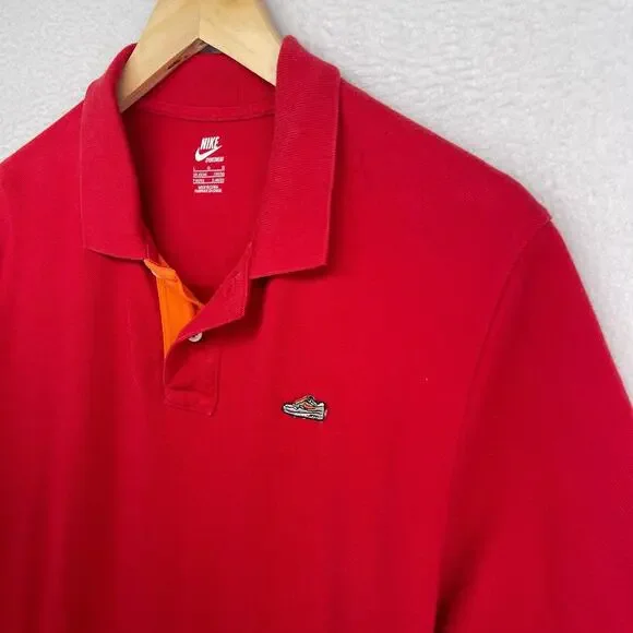 NIKE Shirt Mens L Sportswear Air Max Sneakerhead Polo Golf Athletic Cotton Red