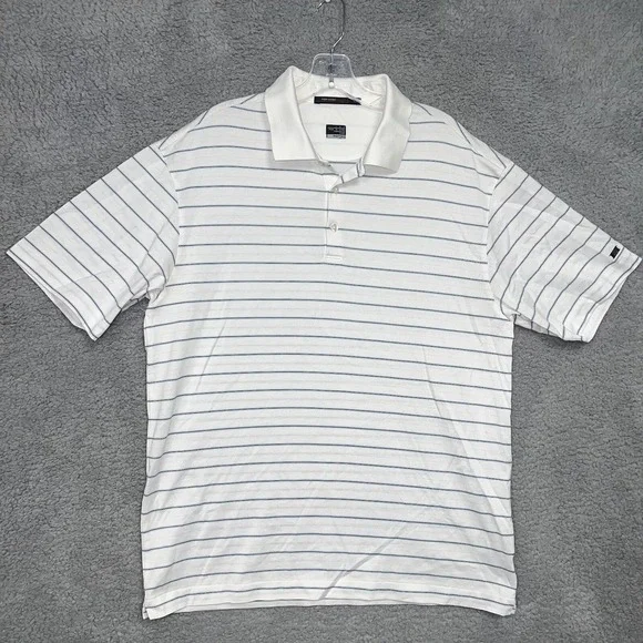 VTG Nike Tiger Woods Collection Shirt Men's Sz L Striped Golf Polo Single Stitch