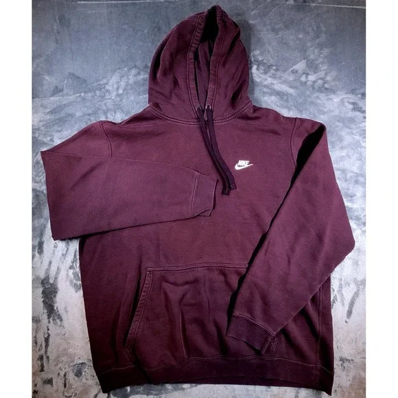 Nike Sportswear Club Fleece Hoodie Burgundy Maroon Pullover 804346-652 Mens‎ XXL