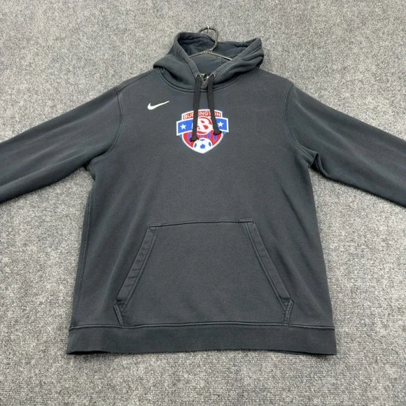 Burlington Soccer Nike Hoodie Men M Black Fleece Pullover Sportswear Athletic