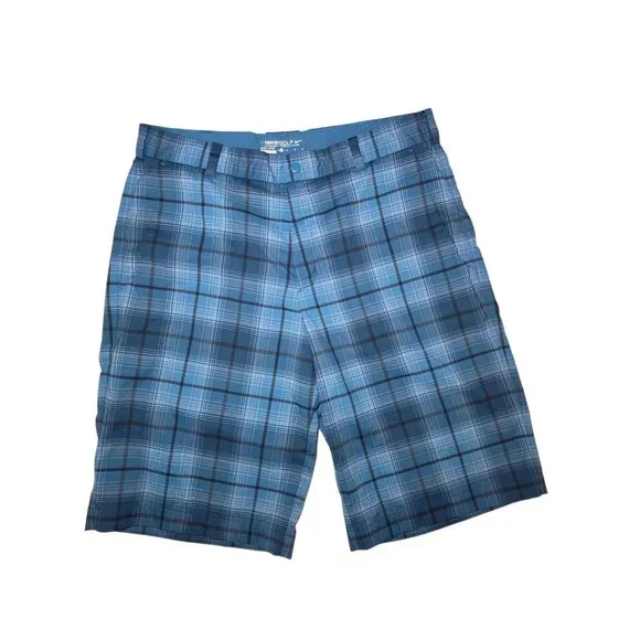 Nike Golf Dri-Fit Blue‎ Plaid Golf Shorts Stretch 34