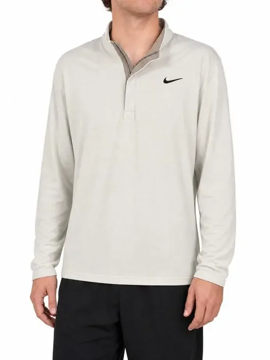 Nike Dri-FIT Men's Quarter Zip Pullover Cream Long Sleeve L Golf Tennis Athletic
