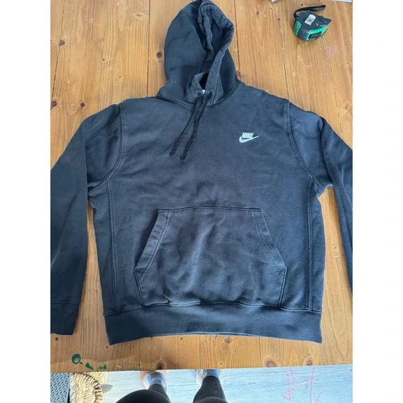 Nike Sportswear Club Fleece Hoodie Black‎ Pullover Sweatshirt Mens Size M