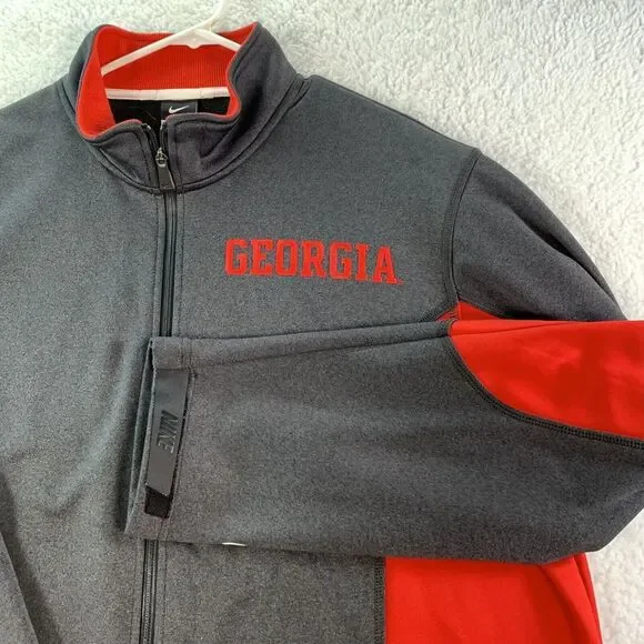 University Of Georgia Bulldog‎ Jacket Full Zip Nike Black Red XL