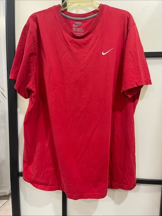 Nike Red Short Sleeve Crew T-Shirt with White Swoosh