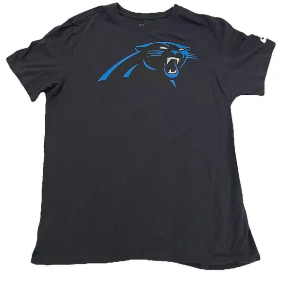 Adult Nike Carolina Panthers‎ NFL Football T-Shirt Black Short Sleeve Large.