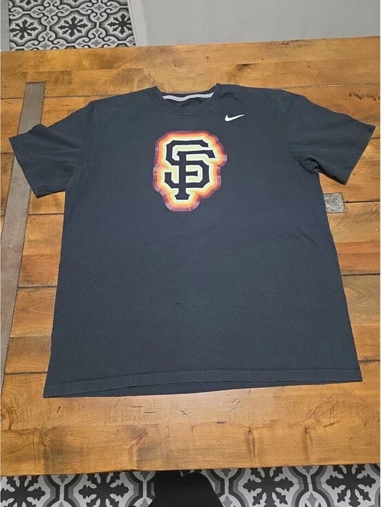 Nike SF Giants Shirt Mens XL Black City Connect Sunset Logo MLB Baseball Tee