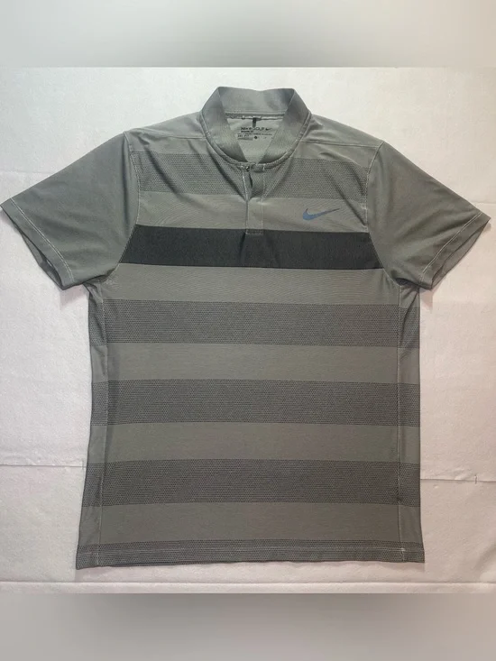Nike Men’s Golf Momentum Fly Swing  Knit Alpha Stripe Polo Shirt, Gray, Large
