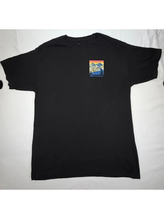Outdoor Men's Graphic T-Shirt Crew Neck Cotton Regular Fit Size Large Black