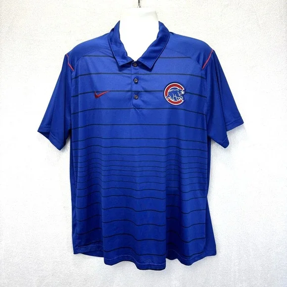 Chicago Cubs Nike Dri-Fit Polo Shirt Mens XXL Blue MLB Baseball Performance