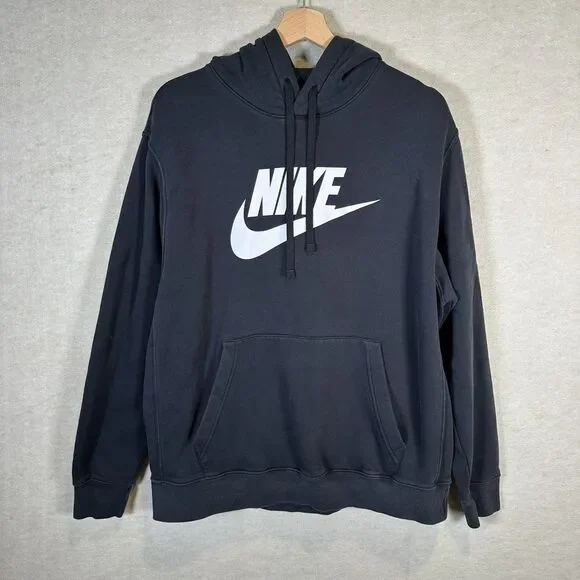 Nike Sportswear Club Fleece Graphic Black Pullover Hoodie Sweatshirt Men’s XL