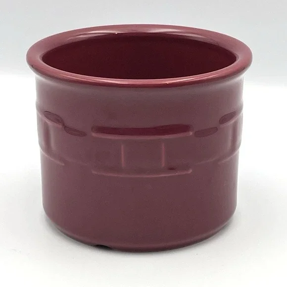 Vintage 1990s Longaberger Pottery Burgundy‎ Red Utensil Crock Planter USA