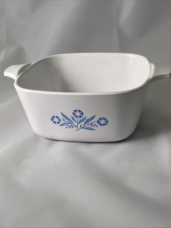 Vintage Corning Ware Baking Dish White Blue Cornflower Square P-43-B 2 3/4 Cup