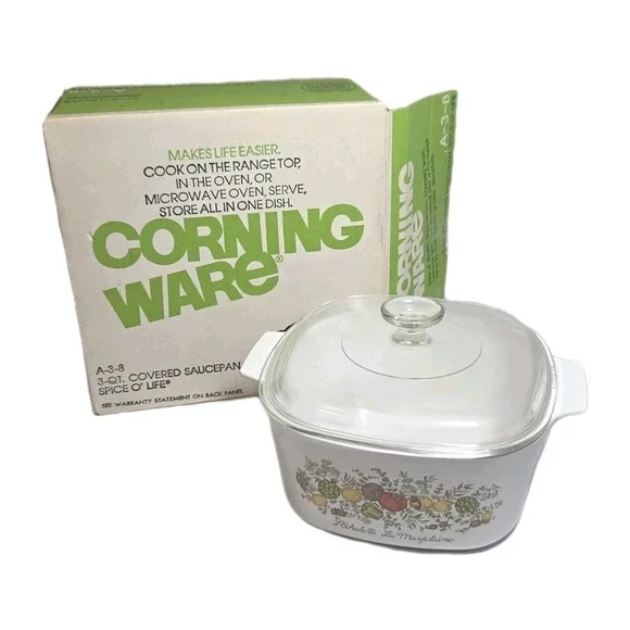 RARE NIB Vintage CorningWare Spice O' Life 3 QT Square Casserole with Lid