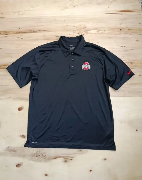 Nike Ohio State Buckeyes Dri-FIT Polo Shirt Men's Large Black Performance