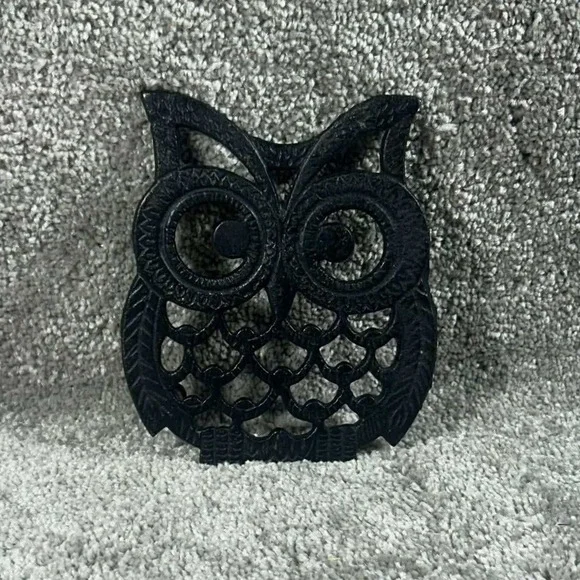 Owl Cast Iron Trivet Black Vintage Rustic Kitchen Decor‎