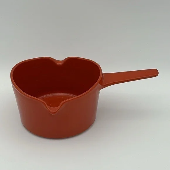 Vintage Copco Michael Lax Designed Orange Enamel Cast Iron Sauce Pot