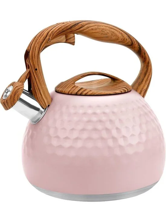 GGC 3.1QT Cute Pink Stainless Steel Whistling Tea Kettle For Kitchen Stove Top