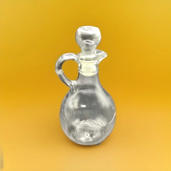 Vtg Oil‎ Vinegar Cruet w/ Stopper Clear Glass Kitchenware 6.5