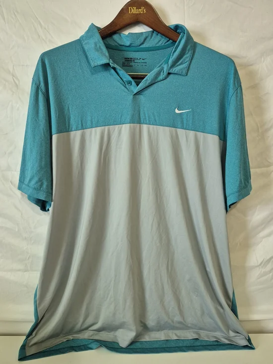 Nike Men’s Teal and Light Gray Colorblock Polo