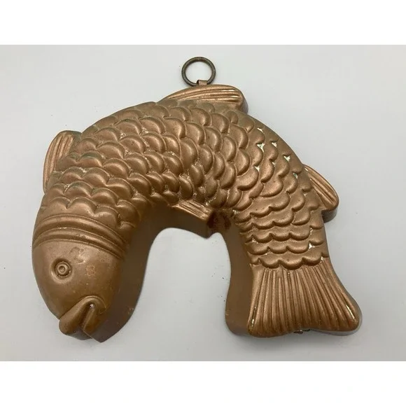 Vintage copper leaping fish mold Germany ?  7  1/2