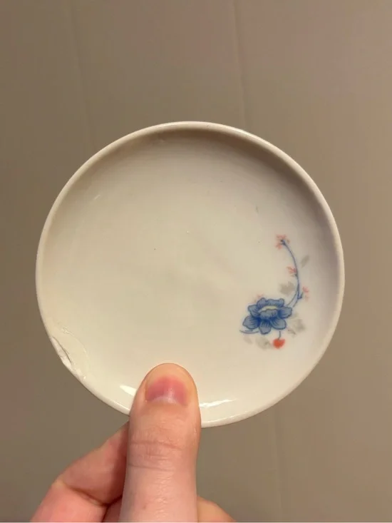 Butter Pat White with Blue Floral Accent