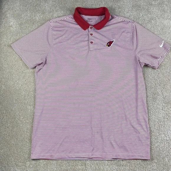 Nike Golf Arizona Cardinals Mens XL Dri-FIT Striped Polo Shirt Red White 725520