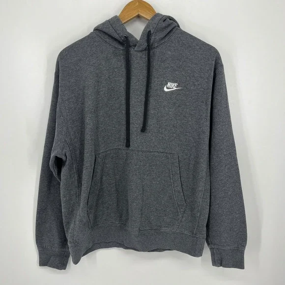 Nike Mens Sportswear Club Fleece Hoodie Charcoal Grey BV2654-071 Small