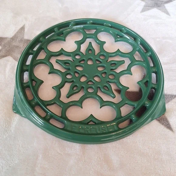 Vintage Cousances Le Creuset Enameled Cast Iron Trivet Hunter Green 8