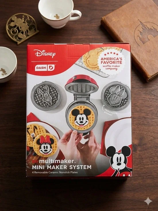 Dash Disney Multimaker Mini Waffle Maker System 4 Removable Ceramic Plates NEW