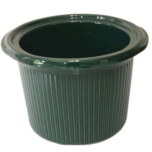 Original Rival 3150 Ceramic Crock Pot Insert 3.5 Qt Dark Green Ribbed Stoneware