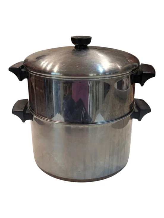 70s Revere Ware Copper Clad 4.5 Qt #96 & 6 Qt #78 2 Handled Stock Pots 1 Lid USA