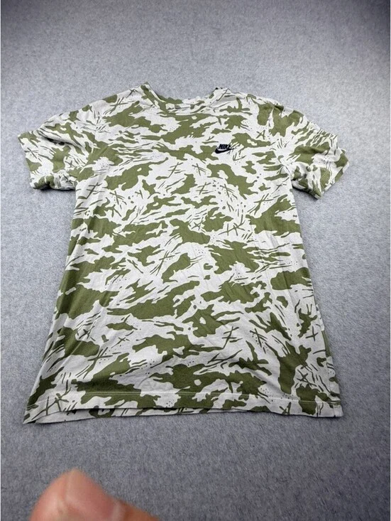 Nike The Nike Tee Mens Small S Green Camouflage Short Sleeve T Shirt DR7819-100