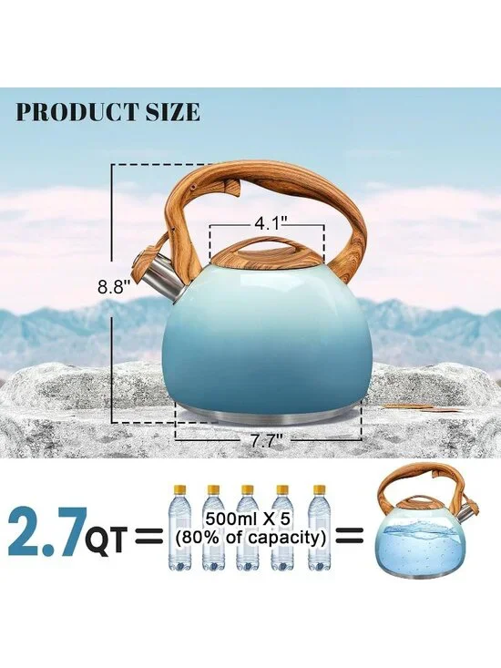 GGC 3.1QT Rock Grey Stainless Steel Whistling Tea Kettles For Kitchen Stove Top
