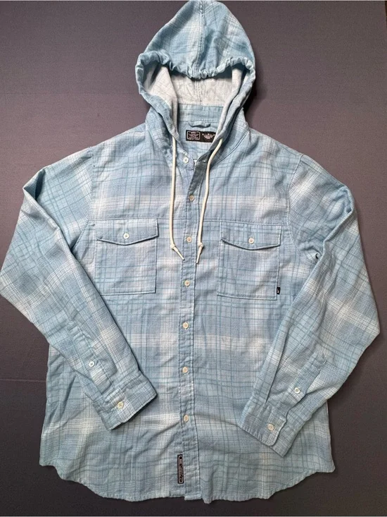 Nike Men's Medium Hooded Long Sleeve Button Up Flannel Hoodie