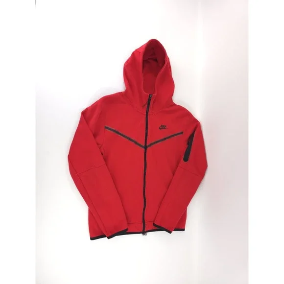 Nike Hoodie Mens Small Red Tech Fleece Windrunner Full Zip Hoody PLS Read