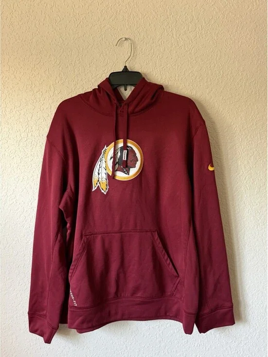 Nike Washington Redskins Hoodie Mens L Burgundy Therma-FIT NFL On-Field Apparel