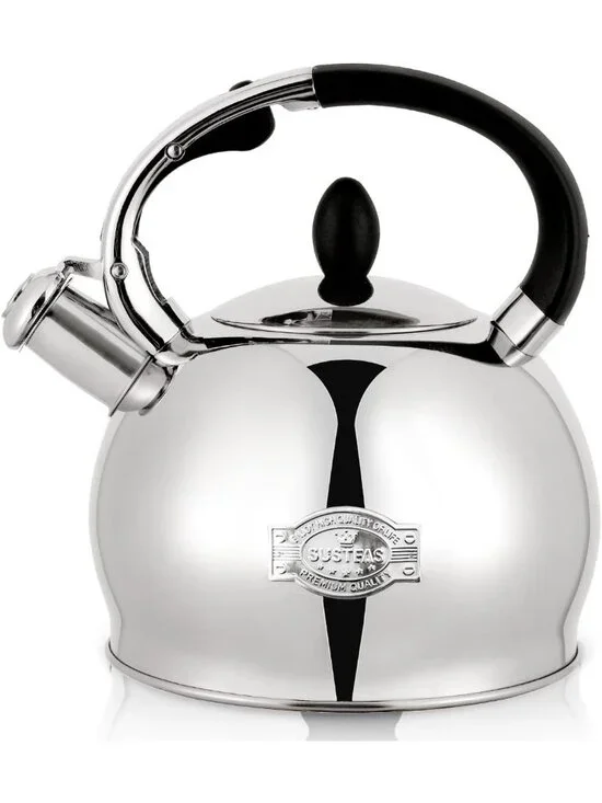 SUSTEAS Kitchen Whistling Tea Kettle 2.64Quart Stainless Steel Stove Top Silver