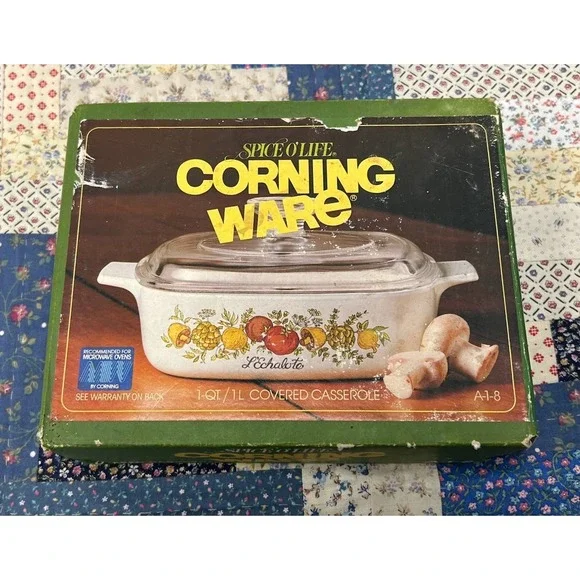 Vintage Corning Ware L'Echalote  1 Qt Casserole Dish A-1-B with Lid New in Box
