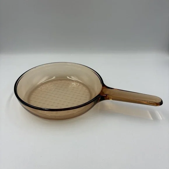Visions Brown Glass Frying Pan 7 In Skillet Long Handle Corning‎ France Cookware