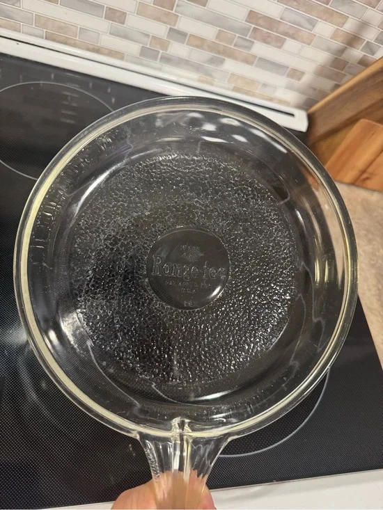 Vintage Clear Glass Frying Pan with Handle - Transparent
