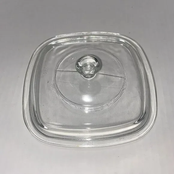 Corning Ware Pyrex Casserole Clear Glass Replacement Lid P-7-C Square Scratches