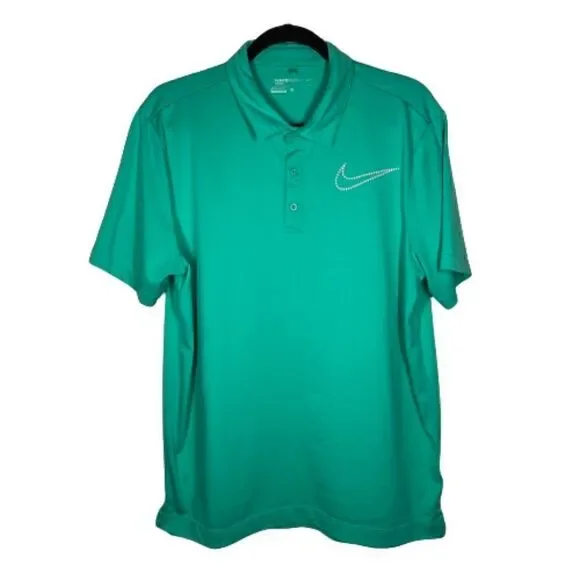 Nike Golf Polo Green Shirt Dri-Fit Performance Mens Size Large