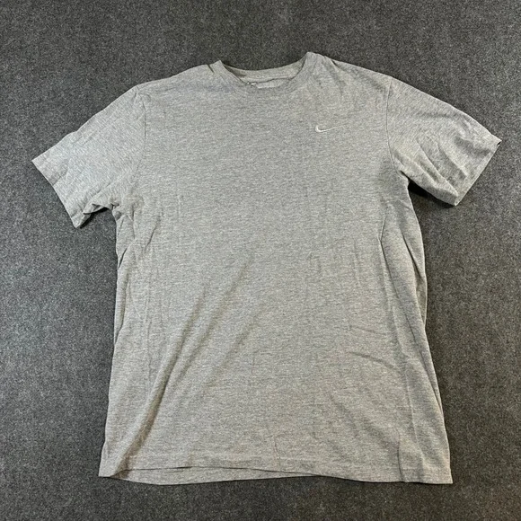 Nike Mens Gray Regular Fit Short Sleeve Crew Neck T-Shirt Swoosh Logo Large