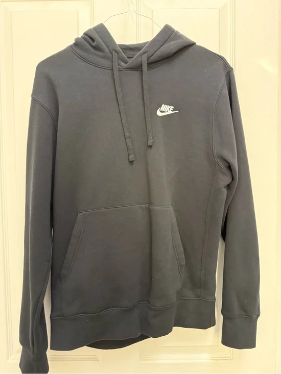 Nike Men's Pullover Hoodie with White Swoosh |  Black | Small