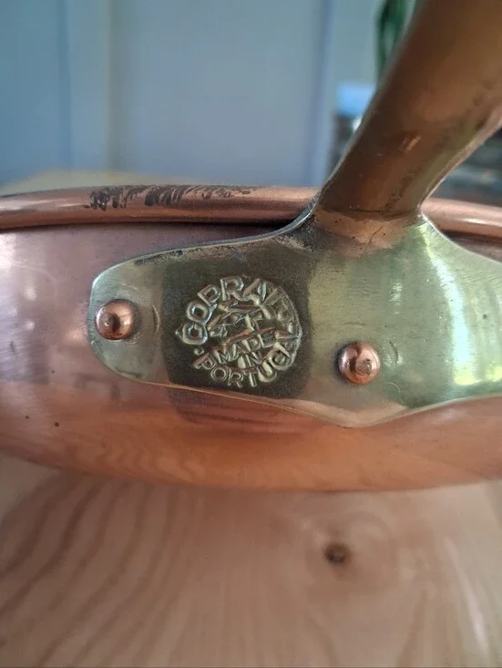 Copral Cooper / Brass Pan 7inch French Kitchen/Heirloom Cookware/Vintage