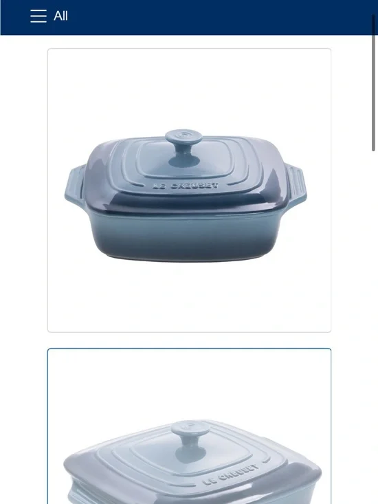 Le Creuset Blue Square Enameled Covered Casserole